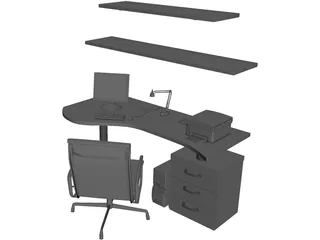 Office Work Space 3D Model preview