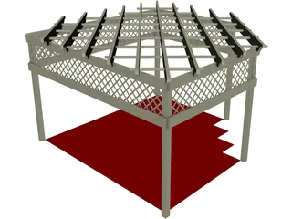 Wood Pergola 3D Model preview
