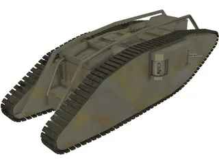 British MK1 World War 1 Era Tank 3D Model preview
