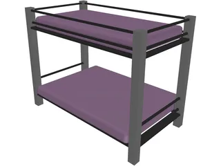 Futon Bunk Bed 3D Model preview