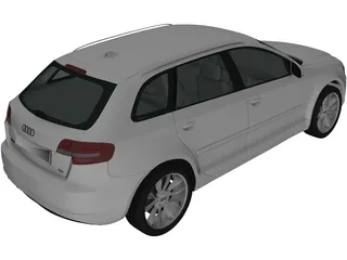 Audi A3 Sportback (2011) 3D Model preview