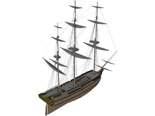 Glorieux French Ship 3D Model preview