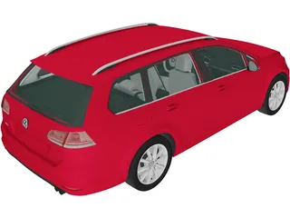 Volkswagen Golf Variant (2014) 3D Model preview