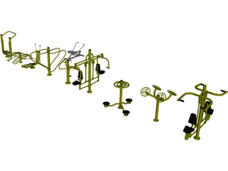 Outdoor Gym Equipment 3D Model preview