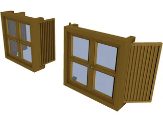 Double Shutter Window 3D Model preview