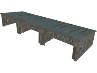 World War I Era Aircraft Hangar 3D Model preview