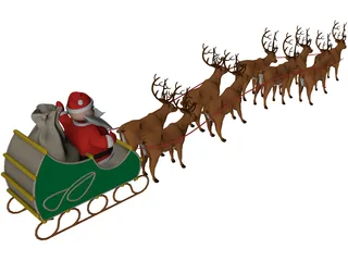 Santa and Sleigh 3D Model preview