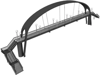 Suspension Arch Walkway Bridge 3D Model preview
