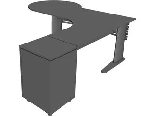 Desk with Extention 3D Model preview