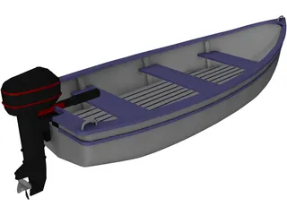 Boat with Outdoor Motor 3D Model preview
