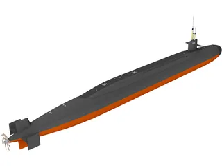 Ohio SSBN Nuclear Ballistic Missile Submarine 3D Model preview