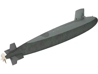 Skipjack SSN Submarine 3D Model preview