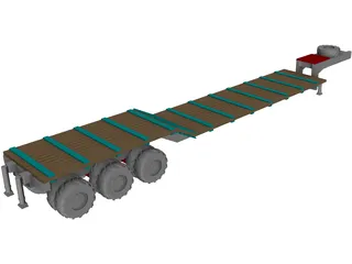 Goose Neck Lowboy Trailer 53 foot 3D Model preview