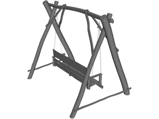 Swing Wooden Chair 3D Model preview