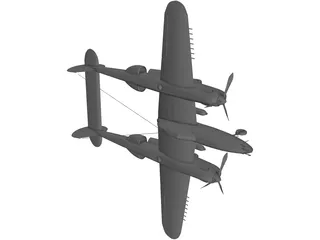 Lockheed P-38 J/L Lightning 3D Model preview