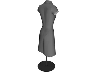 Female Mannequin Bust and Dress 3D Model preview