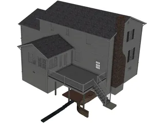 House 2-Story Suburban Colonial 3D Model preview