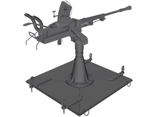 Type-96 Single AA-Gun 3D Model preview