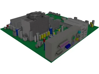 Computer Motherboard 3D Model preview