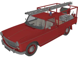 Peugeot Pickup Fire Truck 3D Model preview