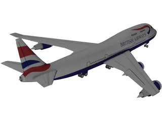 Boeing 747 British Airways 3D Model preview