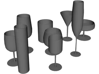 Drinking Glasses 3D Model preview