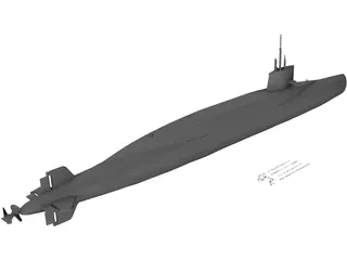 French Sub Le Redoutable S 611 3D Model preview