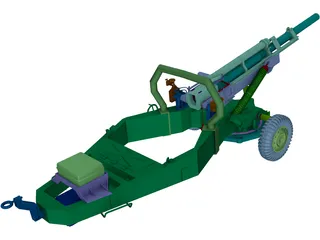 M102 Howitzer (105mm) 3D Model preview