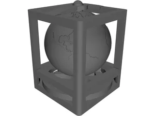 Globe in Cube Frame 3D Model preview