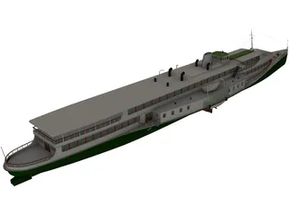 Rheundampfer Goethe Steam Ship 3D Model preview