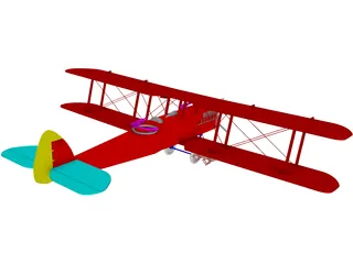 Biplane Curtiss Jenny 3D Model preview