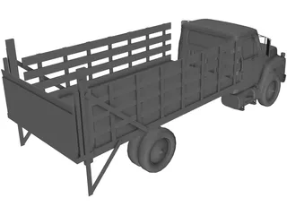 International Flatbed Truck 3D Model preview