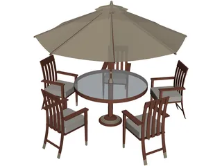 Table Set Patio 3D Model preview