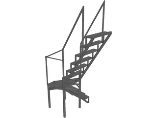 Angle Stairs Garden 3D Model preview