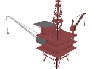 Oil Rig Sea 3D Model preview