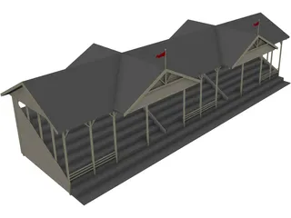 Cricket Stadium Spectator Stand 3D Model preview