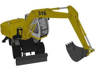 Liebherr Excavator 3D Model preview