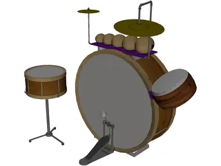 Antique Drum Kit 3D Model preview