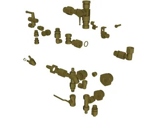 Pipe Couplings Set 3D Model preview