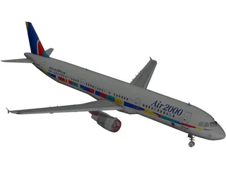 Airbus A321 Air 2000 3D Model preview