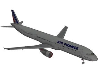 Airbus A321 Air France 3D Model preview