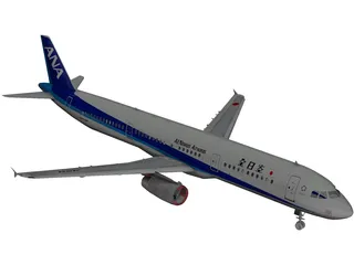 Airbus A321 All Nippon 3D Model preview