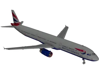 Airbus A321 British Airways 3D Model preview