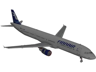 Airbus A321 FinnAir 3D Model preview