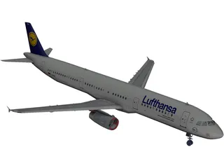 Airbus A321 Lufthansa 3D Model preview