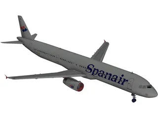 Airbus A321 SpanAir 3D Model preview