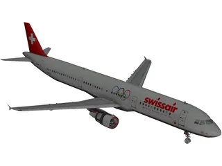 Airbus A321 SwissAir 3D Model preview
