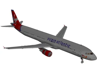 Airbus A321 Virgin Atlantic 3D Model preview