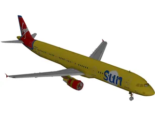 Airbus A321 Virgin Sun 3D Model preview