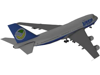 Boeing 747-400 VASP Brasil 3D Model preview